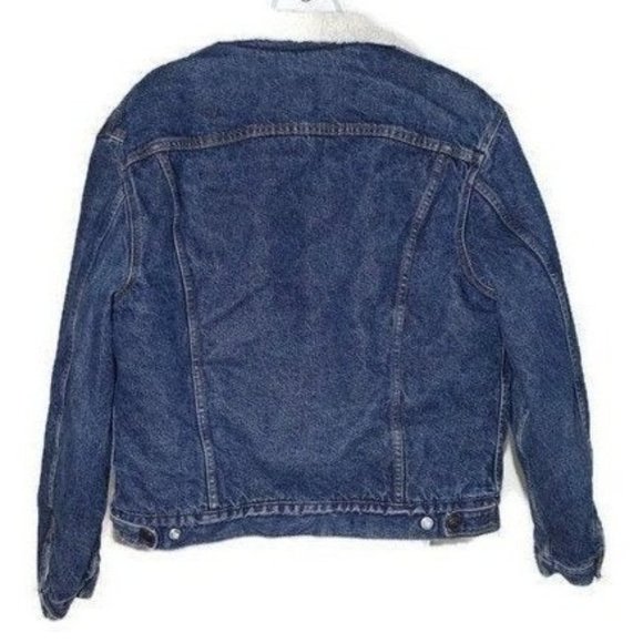 Vintage Levis Jacket Men's Size Large 44 Denim Sherpa 80s Jean Coat Warm Fleece - Picture 2 of 10